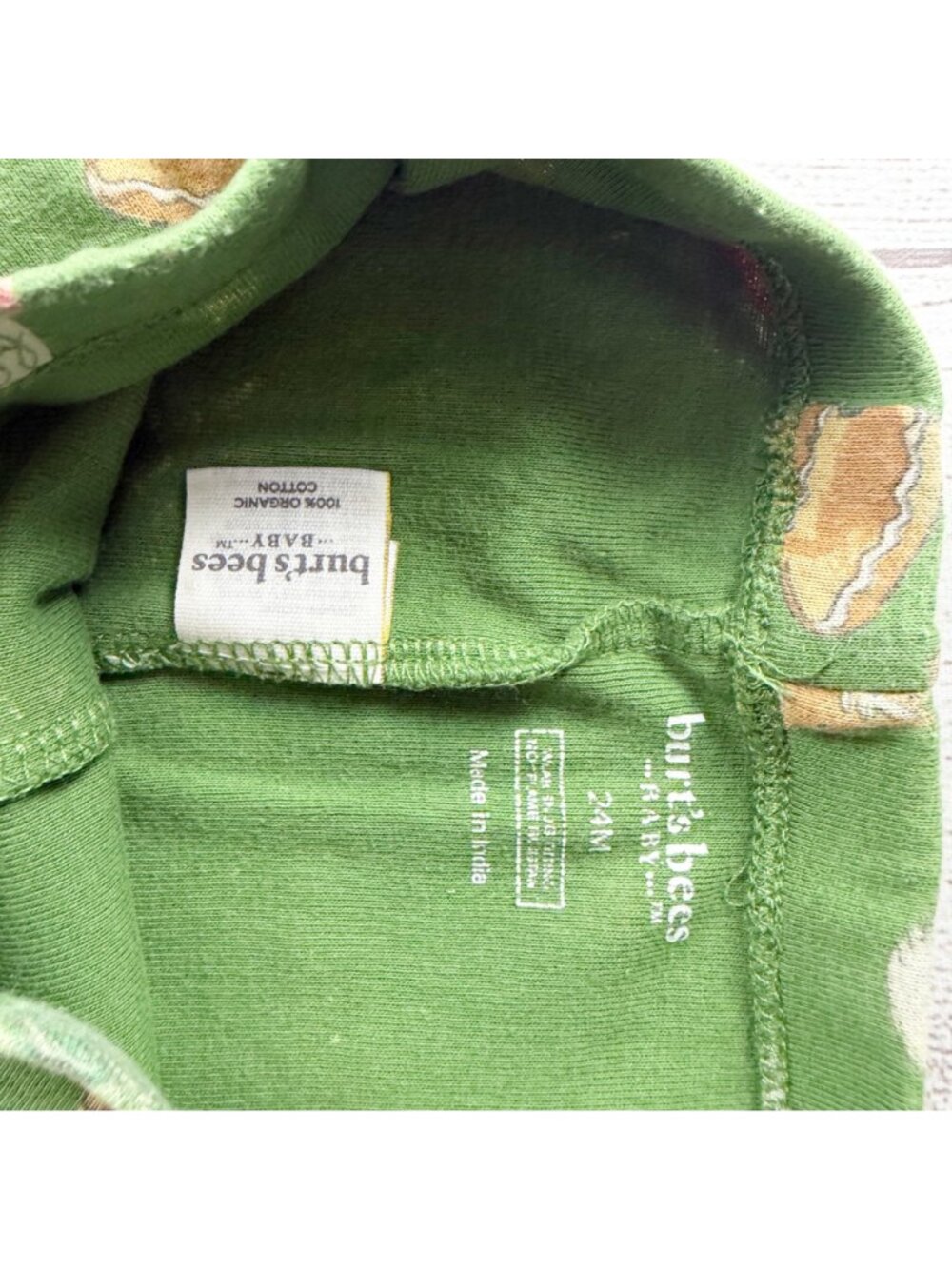 Burt’s Bees Baby Organic Cotton Green Holiday Pajamas Set Toddler 18-24 Months - Picture 3 of 4